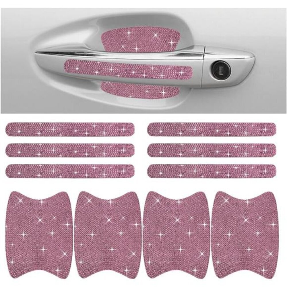 Car Door Handle Protector Bling Sticker Anti-Scratch, Universal Protective Pink